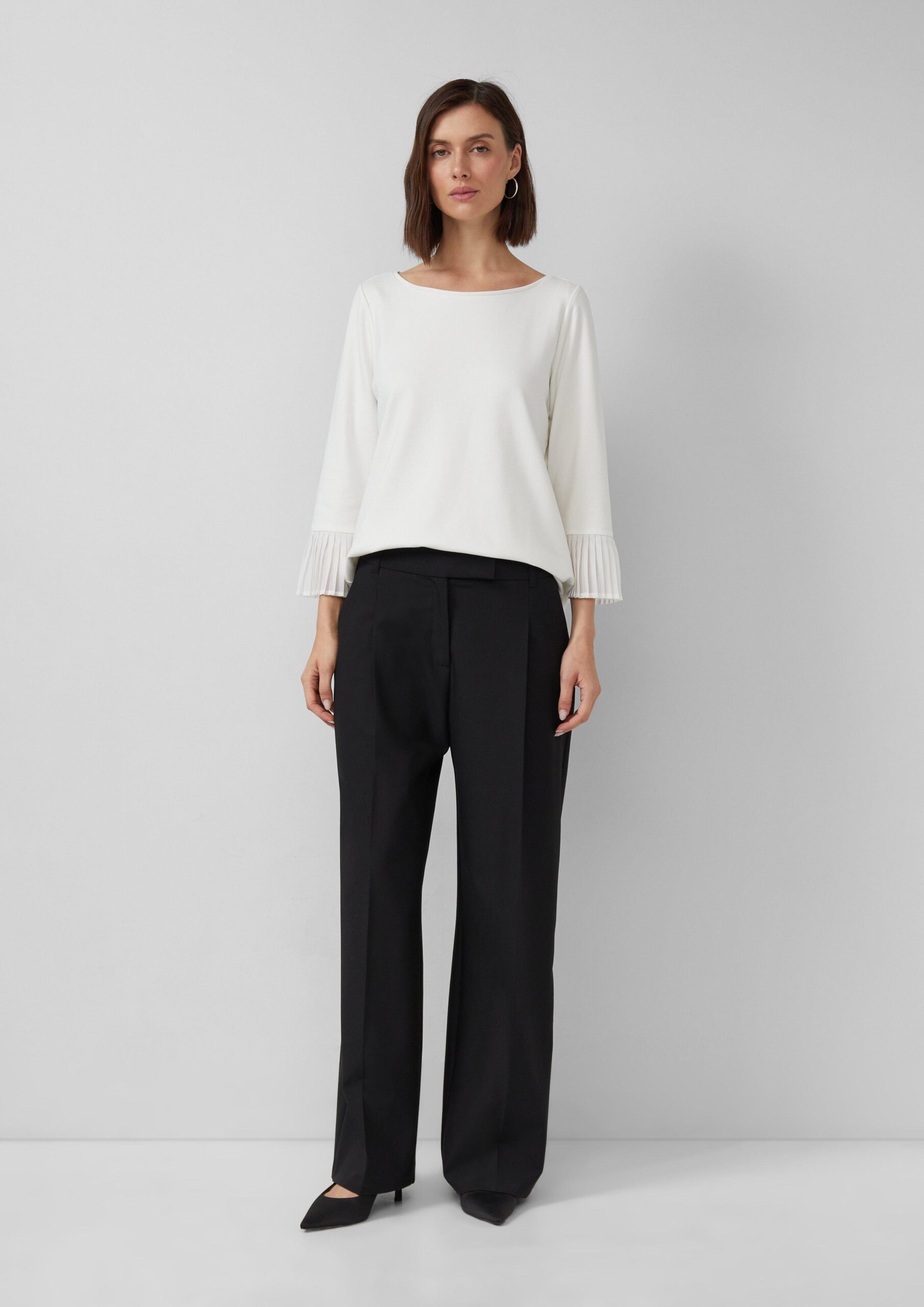 Relaxed-Fit-Shirt aus Viskosemix mit Plissee-Details am Ärmel