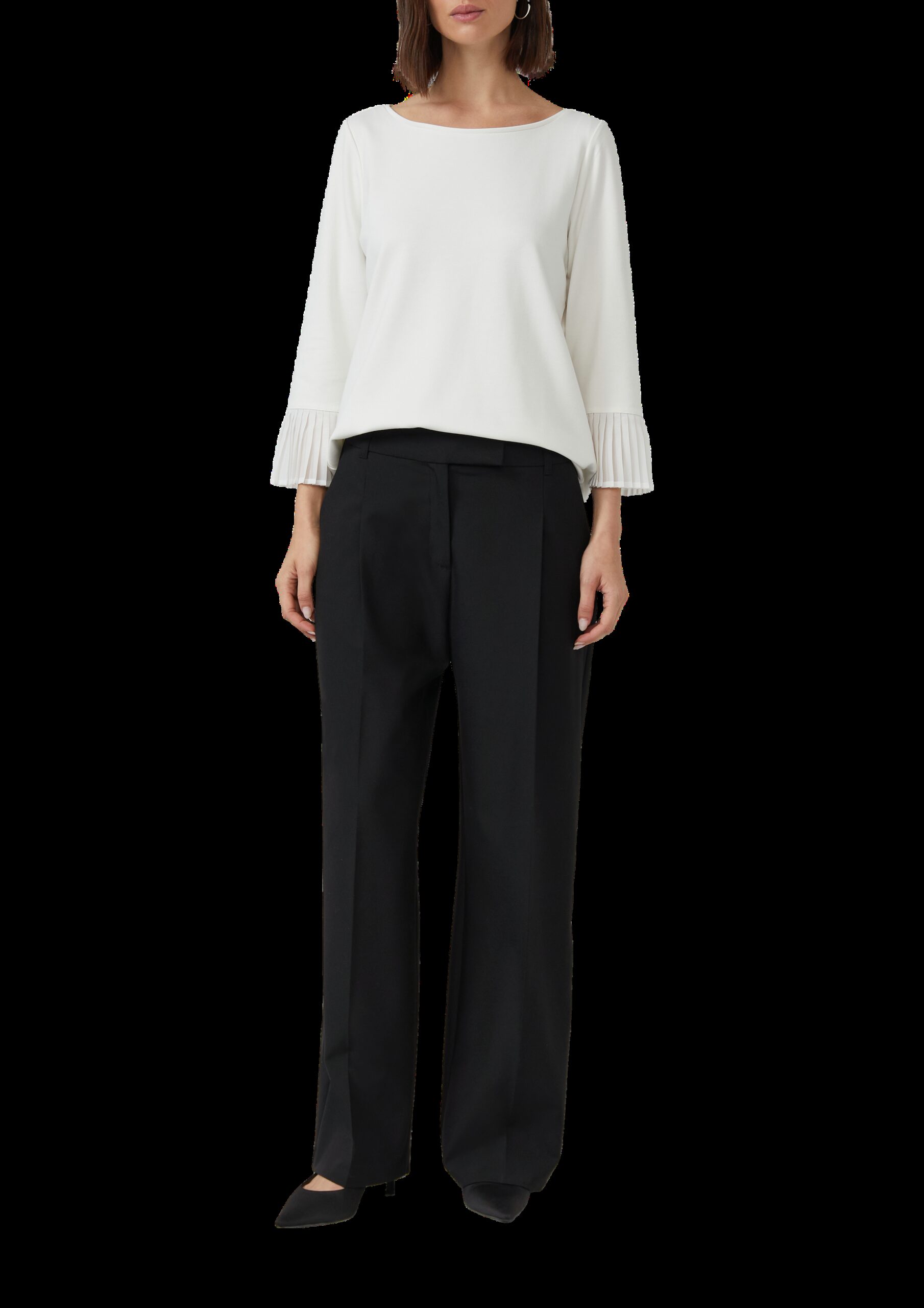 Relaxed-Fit-Shirt aus Viskosemix mit Plissee-Details am Ärmel