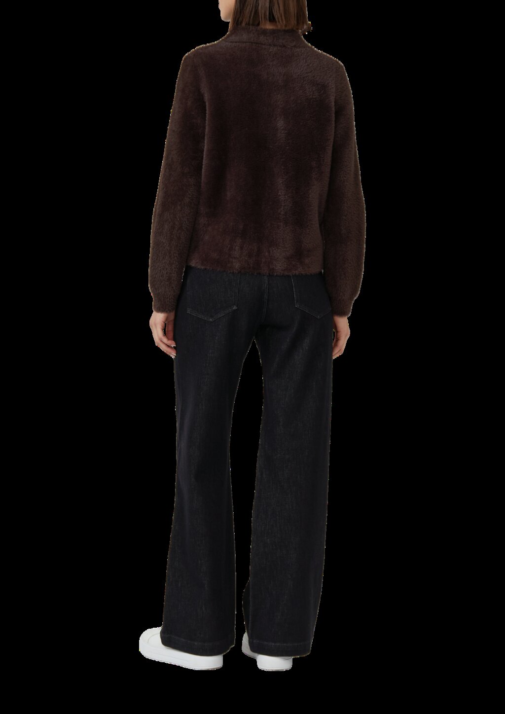 Fake-Fur-Jacke mit goldfarbenen Knöpfen und aufgesetzten Taschen