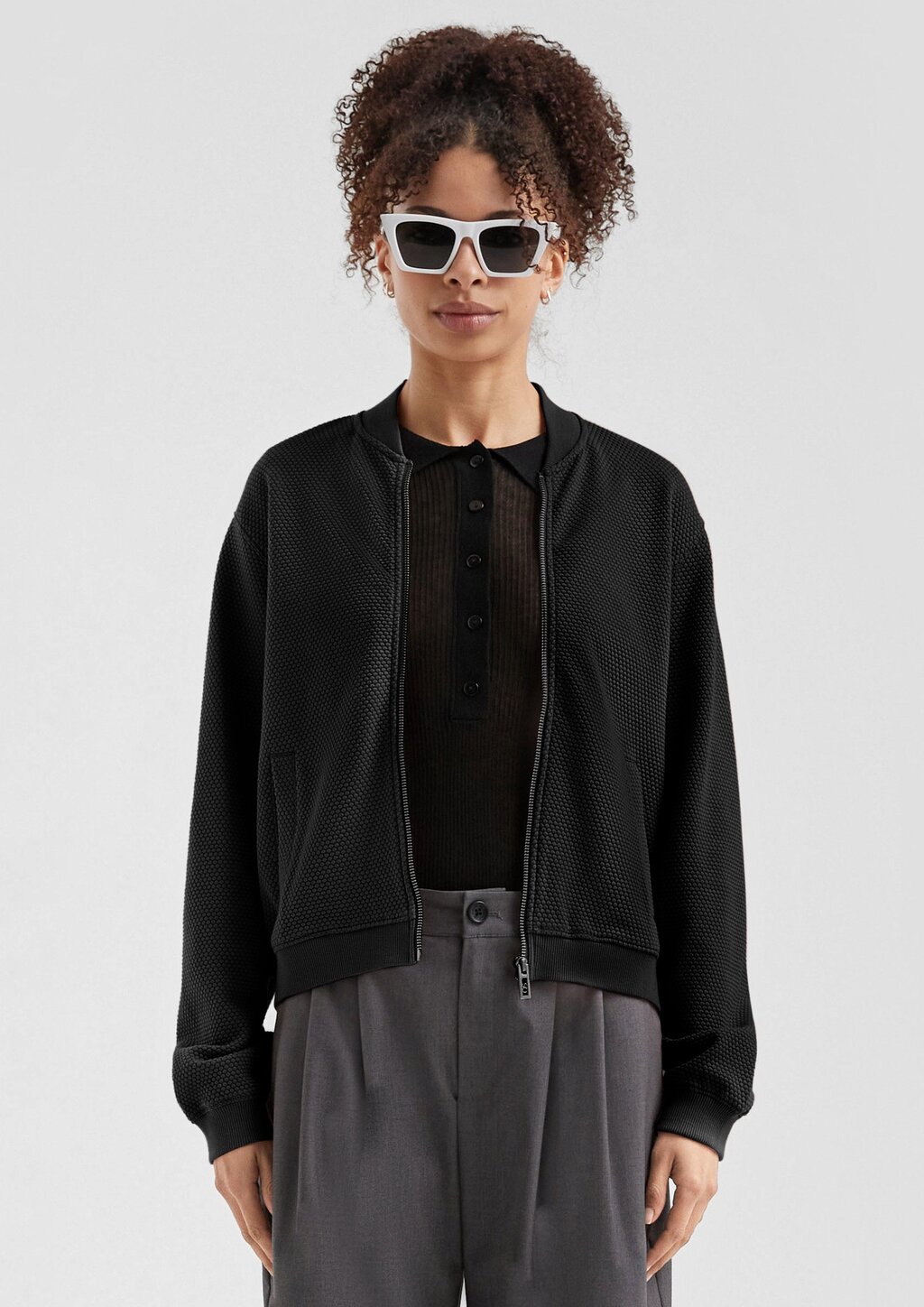 Sweatshirt im Blousonstyle mit Strukturmuster