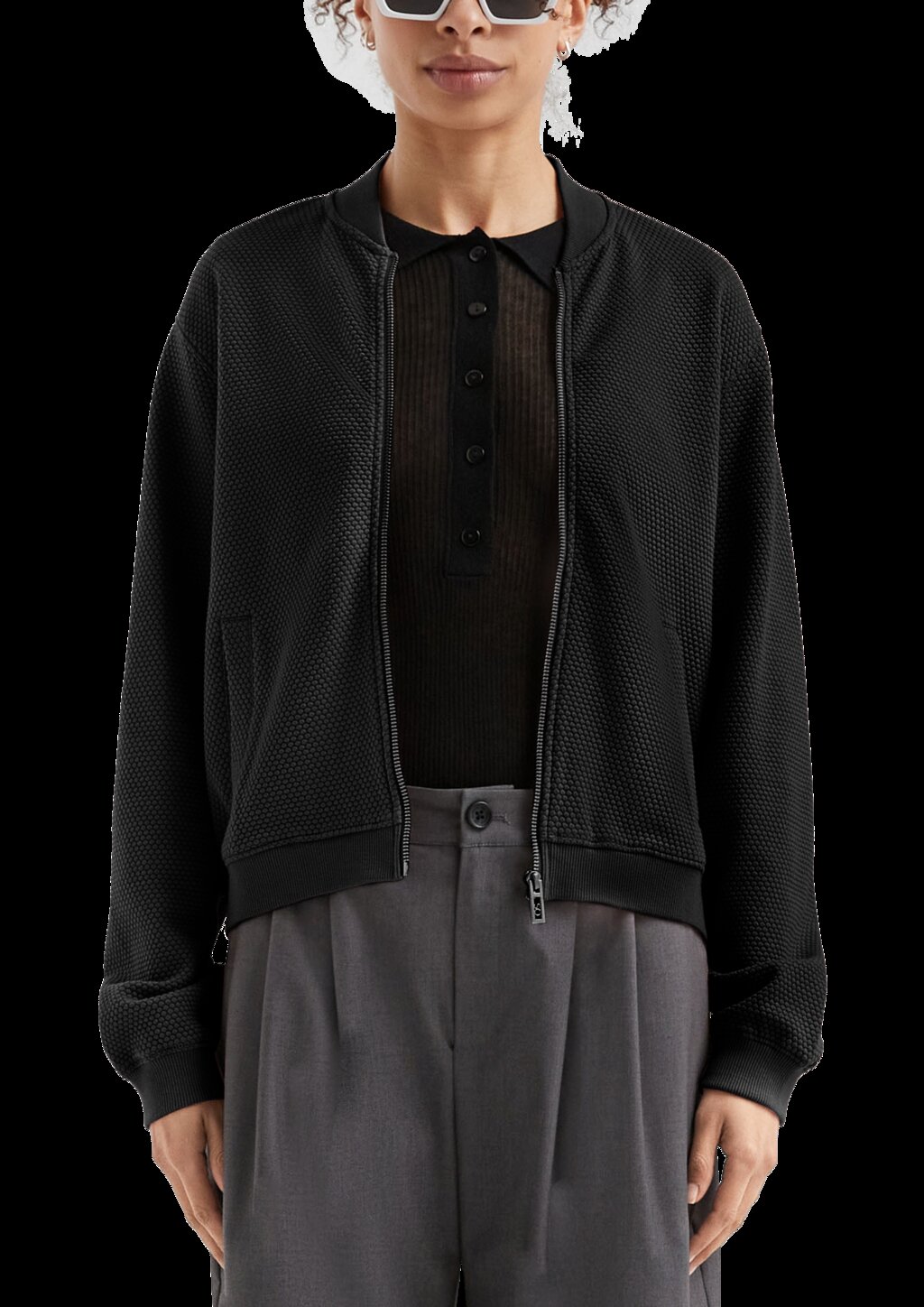 Sweatshirt im Blousonstyle mit Strukturmuster