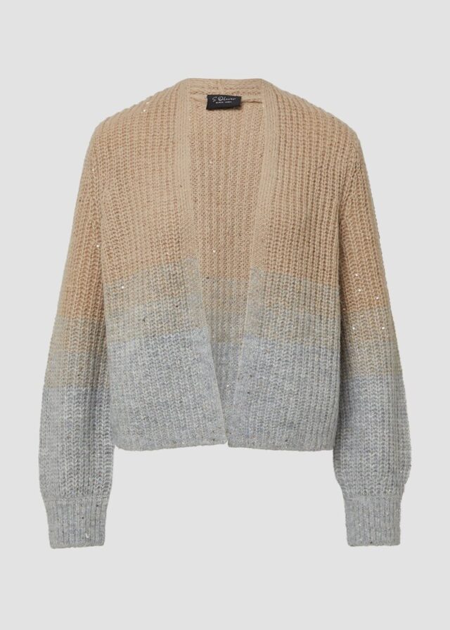 Grobstrickjacke mit Farbverlauf und Pailletten-Details