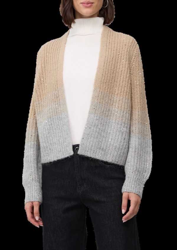 Grobstrickjacke mit Farbverlauf und Pailletten-Details