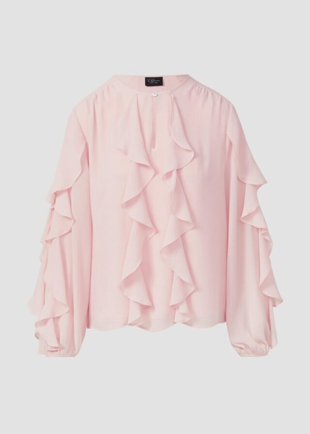 Leichte Volant-Bluse mit Viskose-Futter