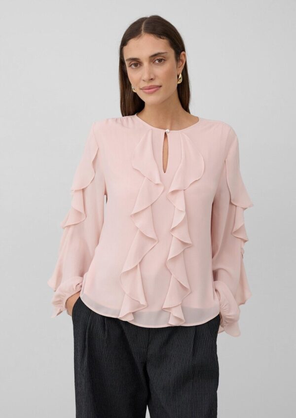 Leichte Volant-Bluse mit Viskose-Futter