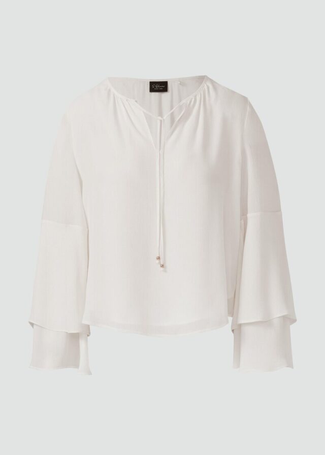 Tunika-Bluse mit fließenden Volant-Ärmeln