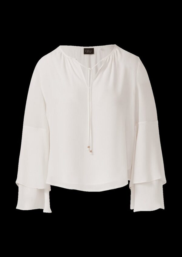 Tunika-Bluse mit fließenden Volant-Ärmeln