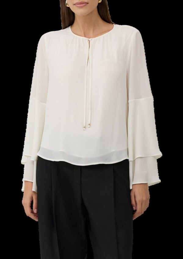 Tunika-Bluse mit fließenden Volant-Ärmeln