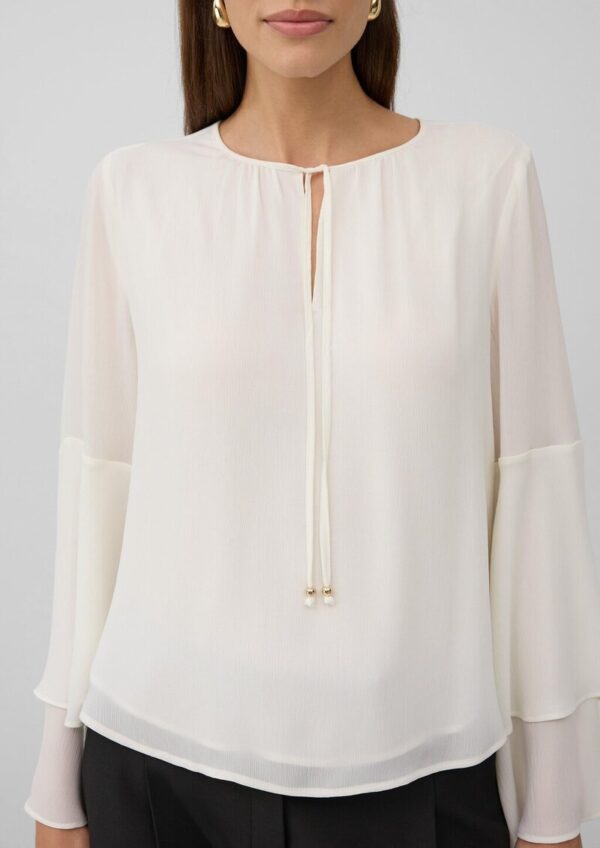 Tunika-Bluse mit fließenden Volant-Ärmeln