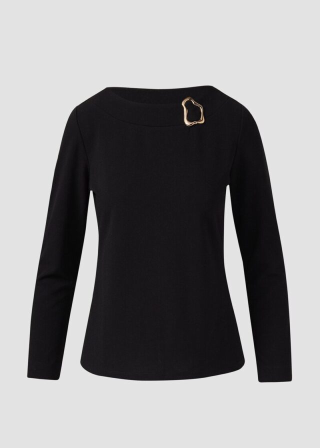 Shirt aus Interlock-Jersey mit Brosche