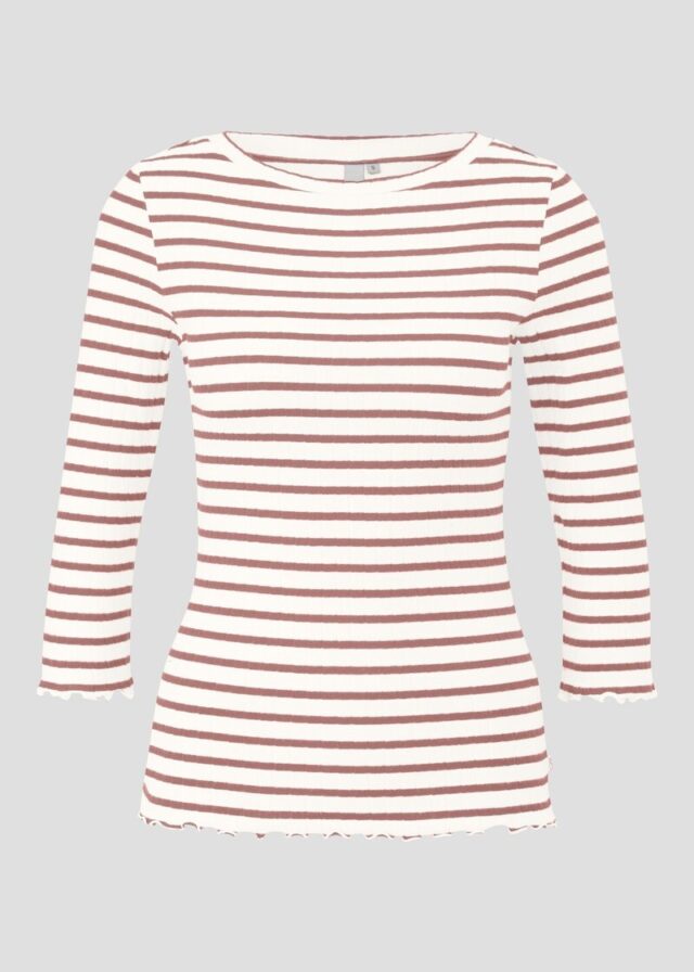 Ringelshirt mit Rippstruktur und 3/4-Arm