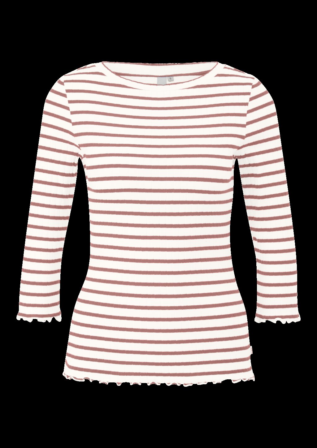 Ringelshirt mit Rippstruktur und 3/4-Arm