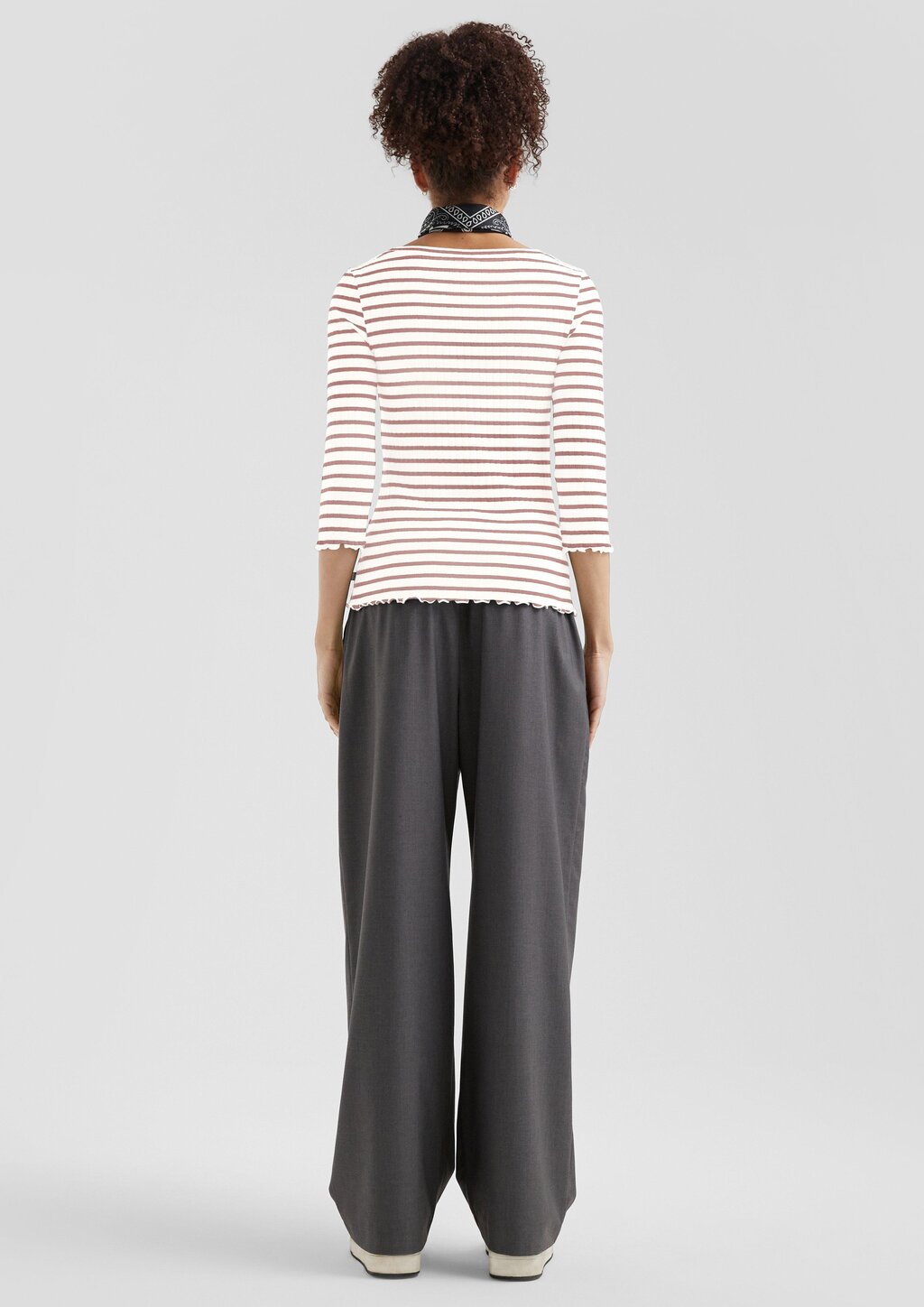 Ringelshirt mit Rippstruktur und 3/4-Arm