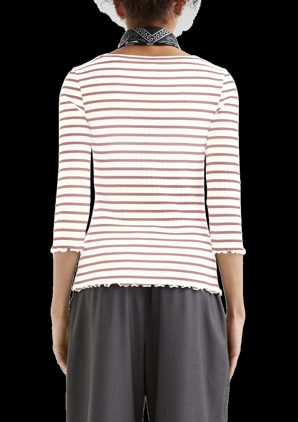 Ringelshirt mit Rippstruktur und 3/4-Arm