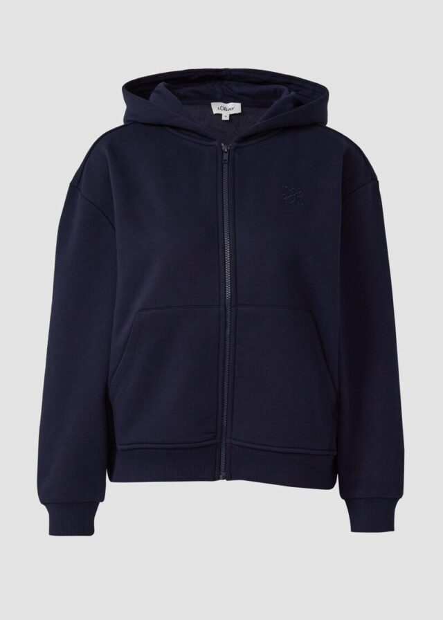 Angeraute Sweatshirtjacke mit Stickerei