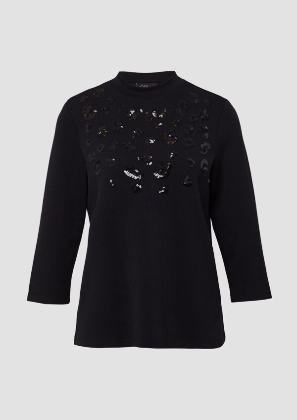 Relaxed-Fit-Shirt aus Viskosemix mit Pailletten-Applikation