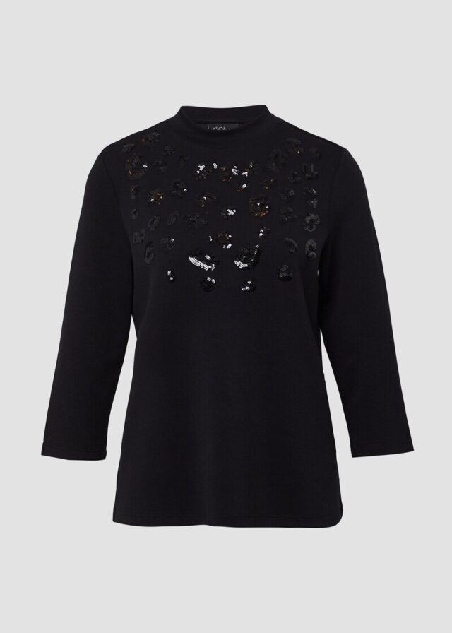 Relaxed-Fit-Shirt aus Viskosemix mit Pailletten-Applikation