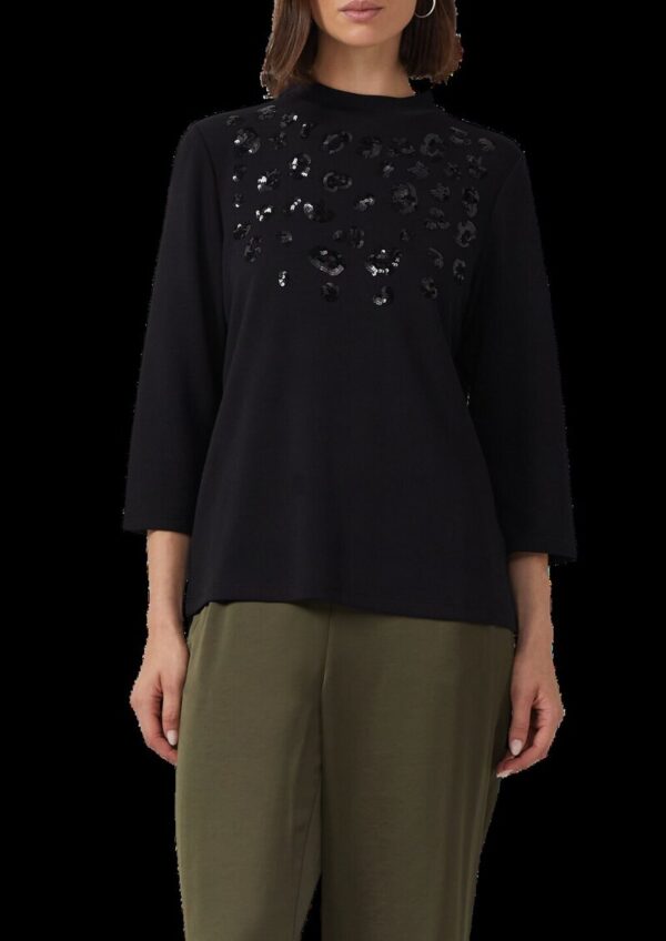 Relaxed-Fit-Shirt aus Viskosemix mit Pailletten-Applikation