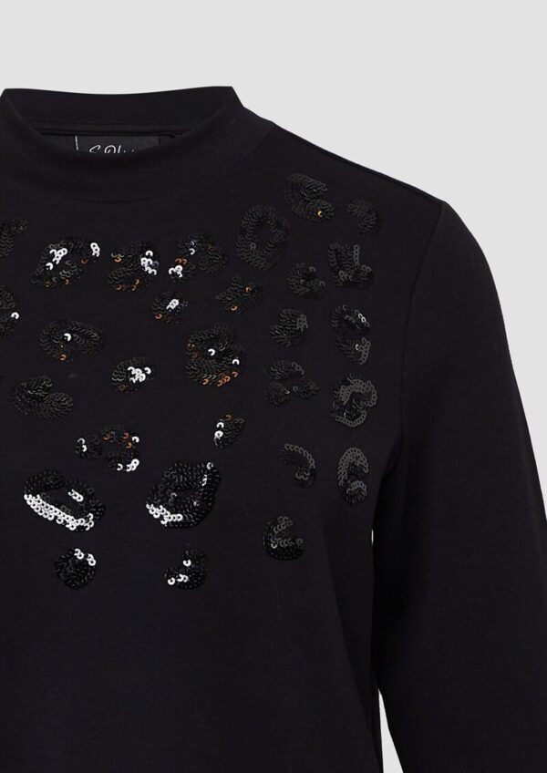 Relaxed-Fit-Shirt aus Viskosemix mit Pailletten-Applikation