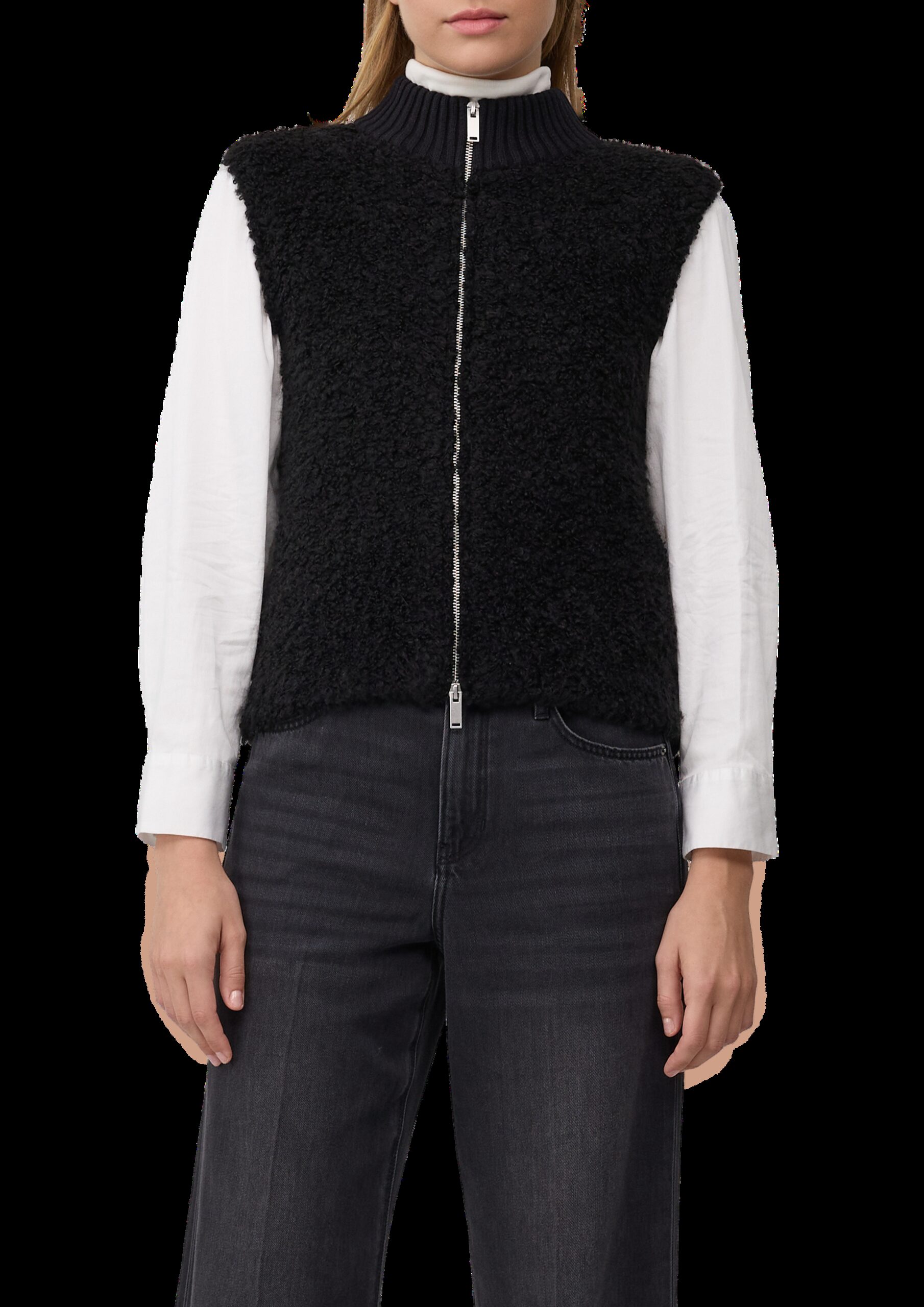 Bouclé-Weste aus Alpaka-Wollmix