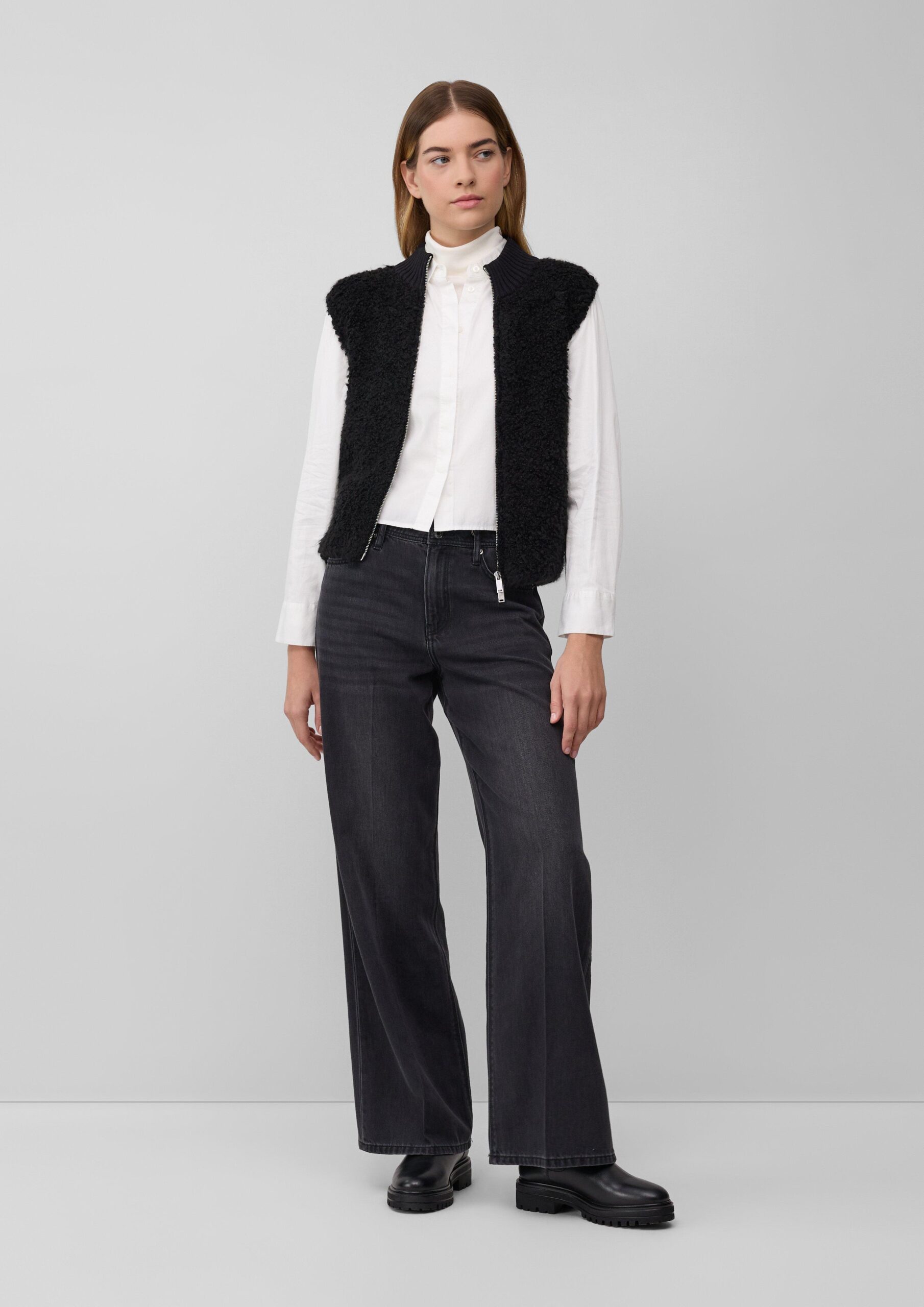 Bouclé-Weste aus Alpaka-Wollmix