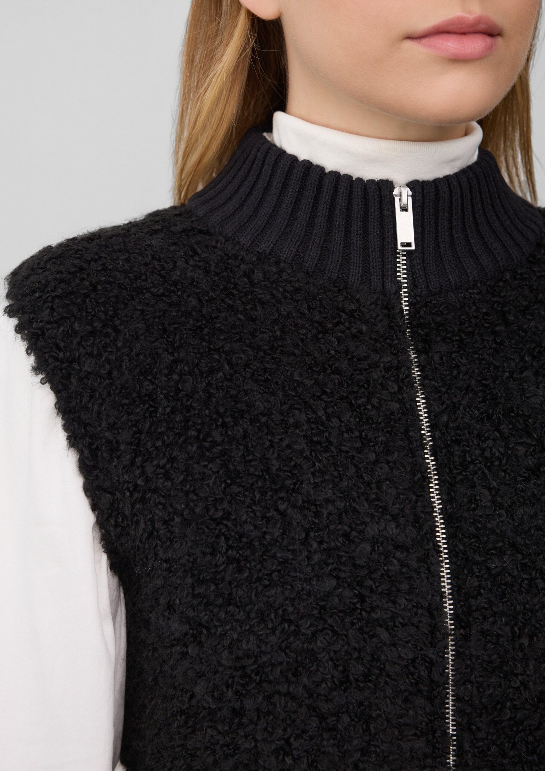 Bouclé-Weste aus Alpaka-Wollmix