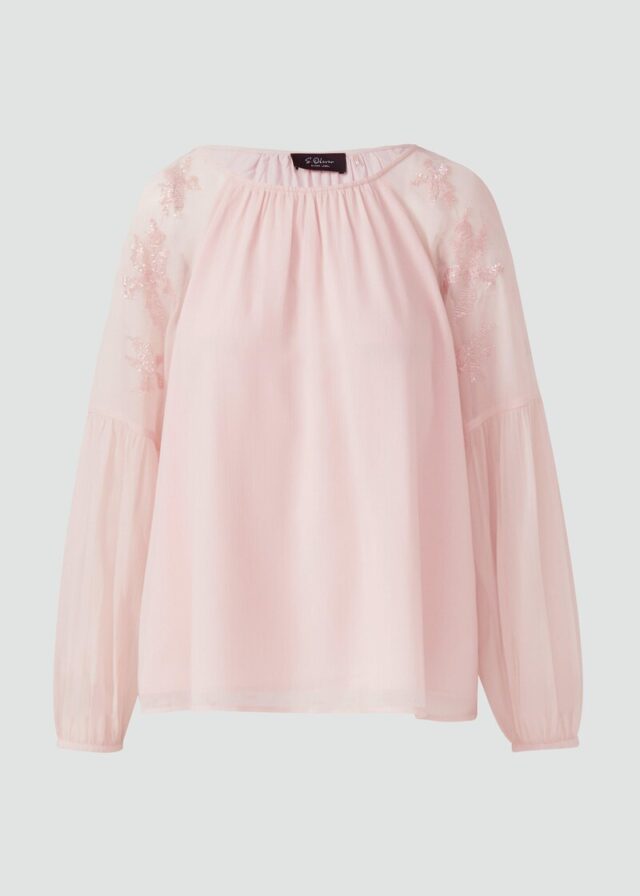 Leichte Chiffon-Bluse mit Schmuck-Applikation