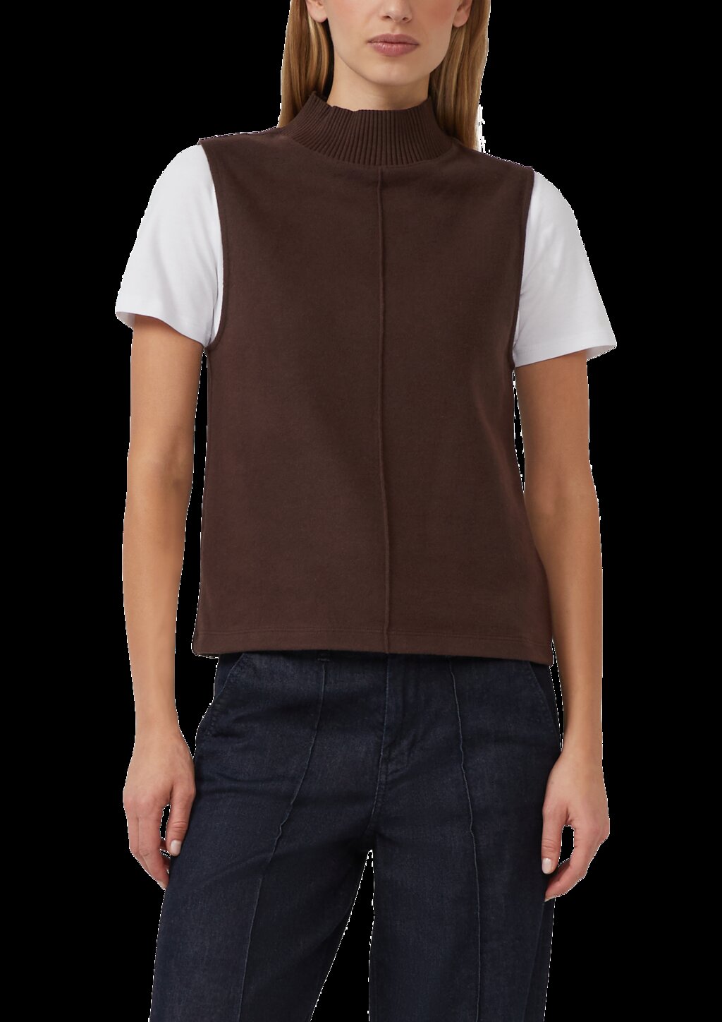 Ärmelloses Sweatshirt mit geripptem Stehkragen