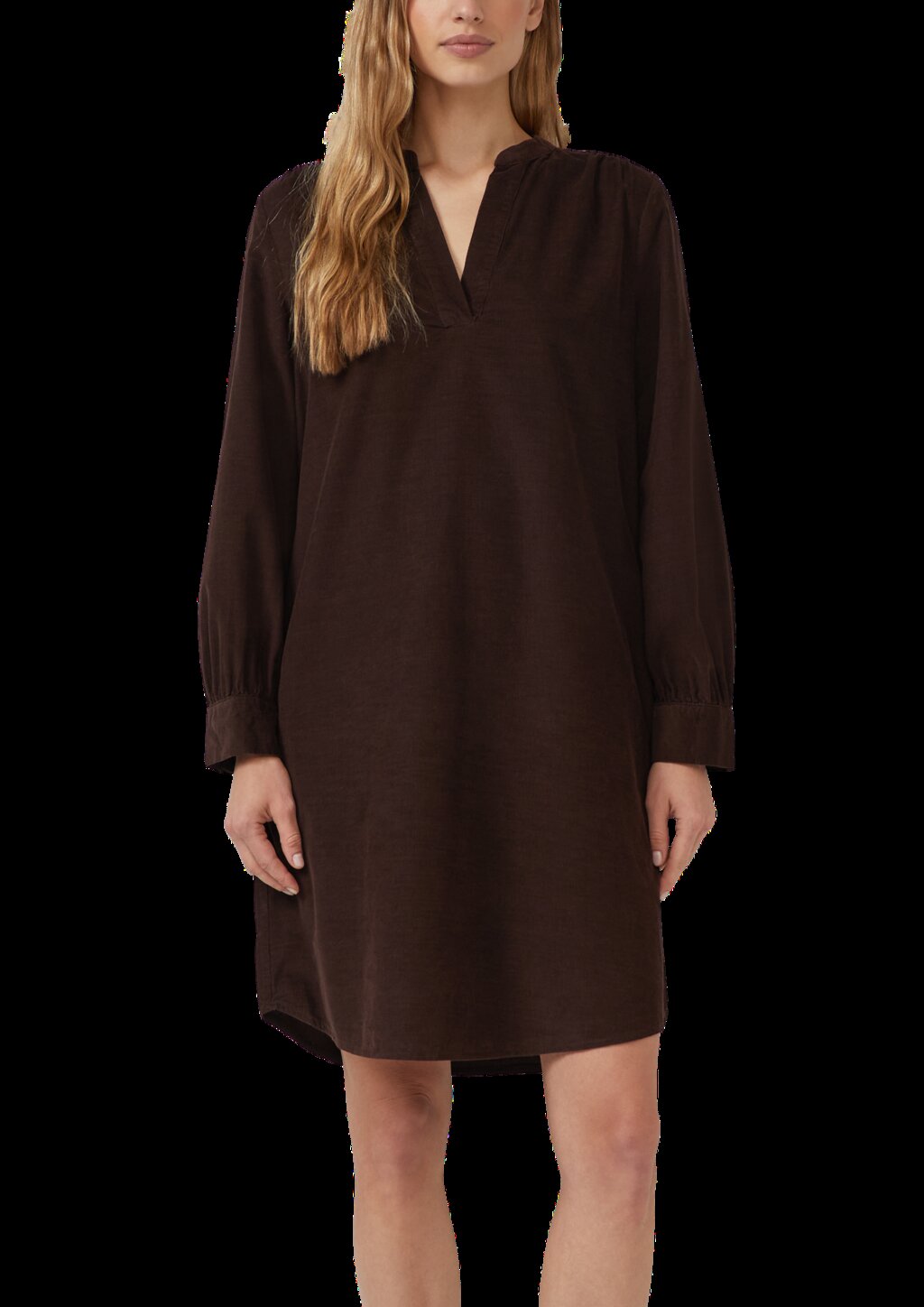 Feincord-Kleid mit seitlichen Eingrifftaschen