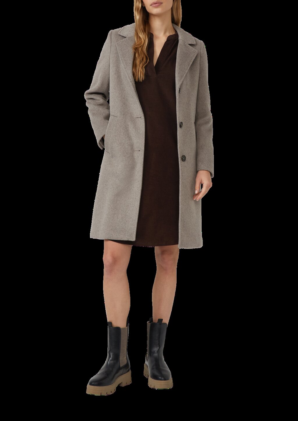 Feincord-Kleid mit seitlichen Eingrifftaschen