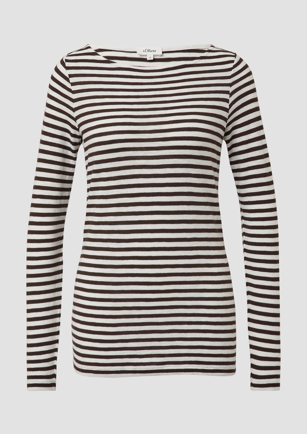 Longsleeve in Streifen-Optik mit U-Bootausschnitt