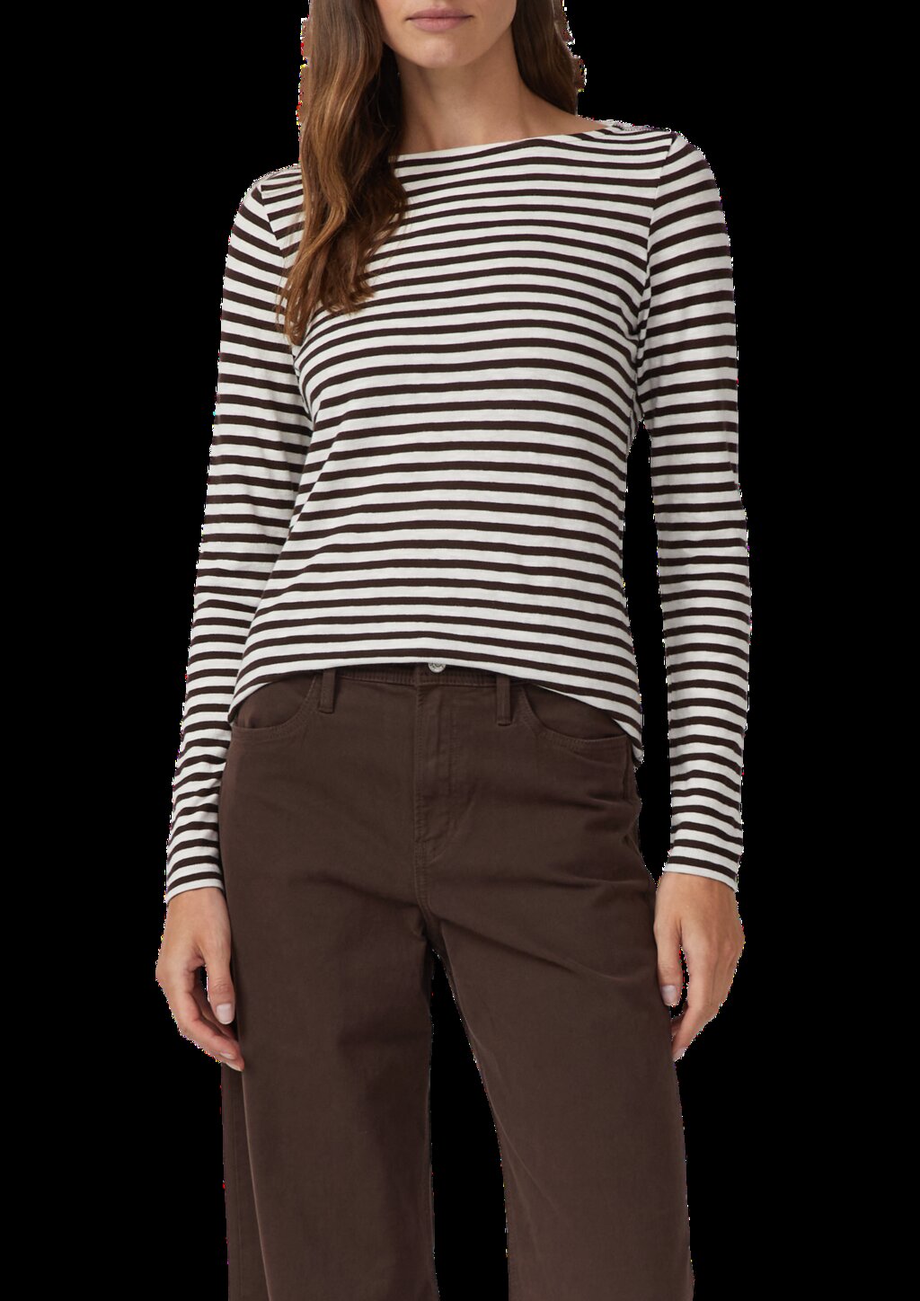 Longsleeve in Streifen-Optik mit U-Bootausschnitt