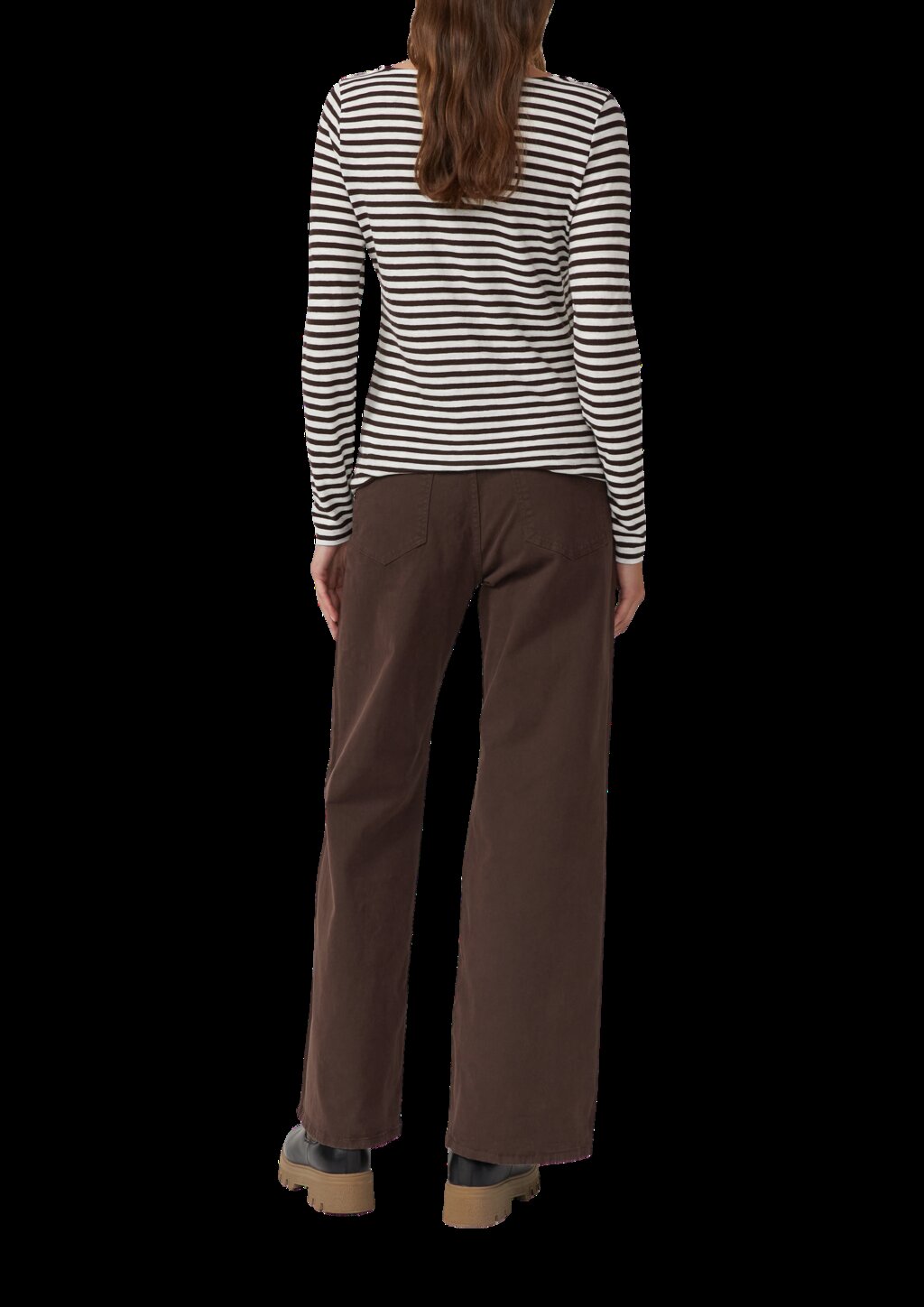 Longsleeve in Streifen-Optik mit U-Bootausschnitt