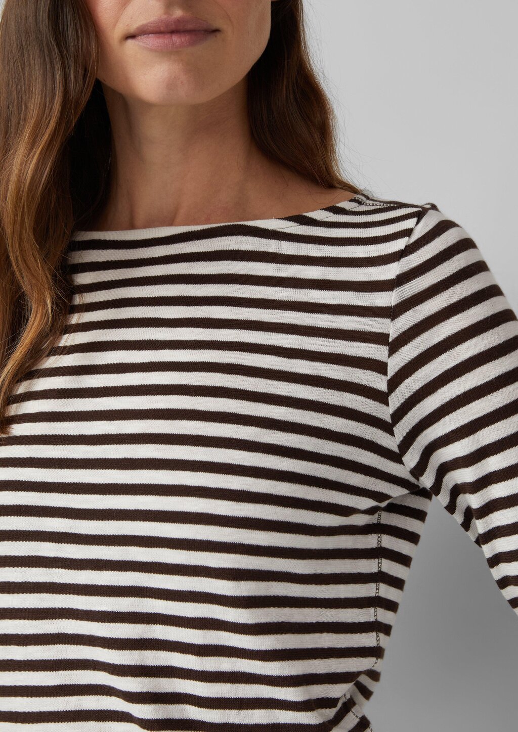 Longsleeve in Streifen-Optik mit U-Bootausschnitt