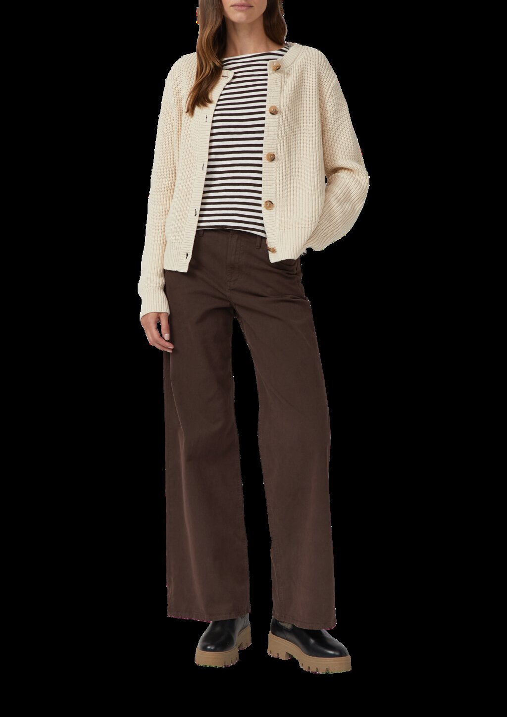 Longsleeve in Streifen-Optik mit U-Bootausschnitt