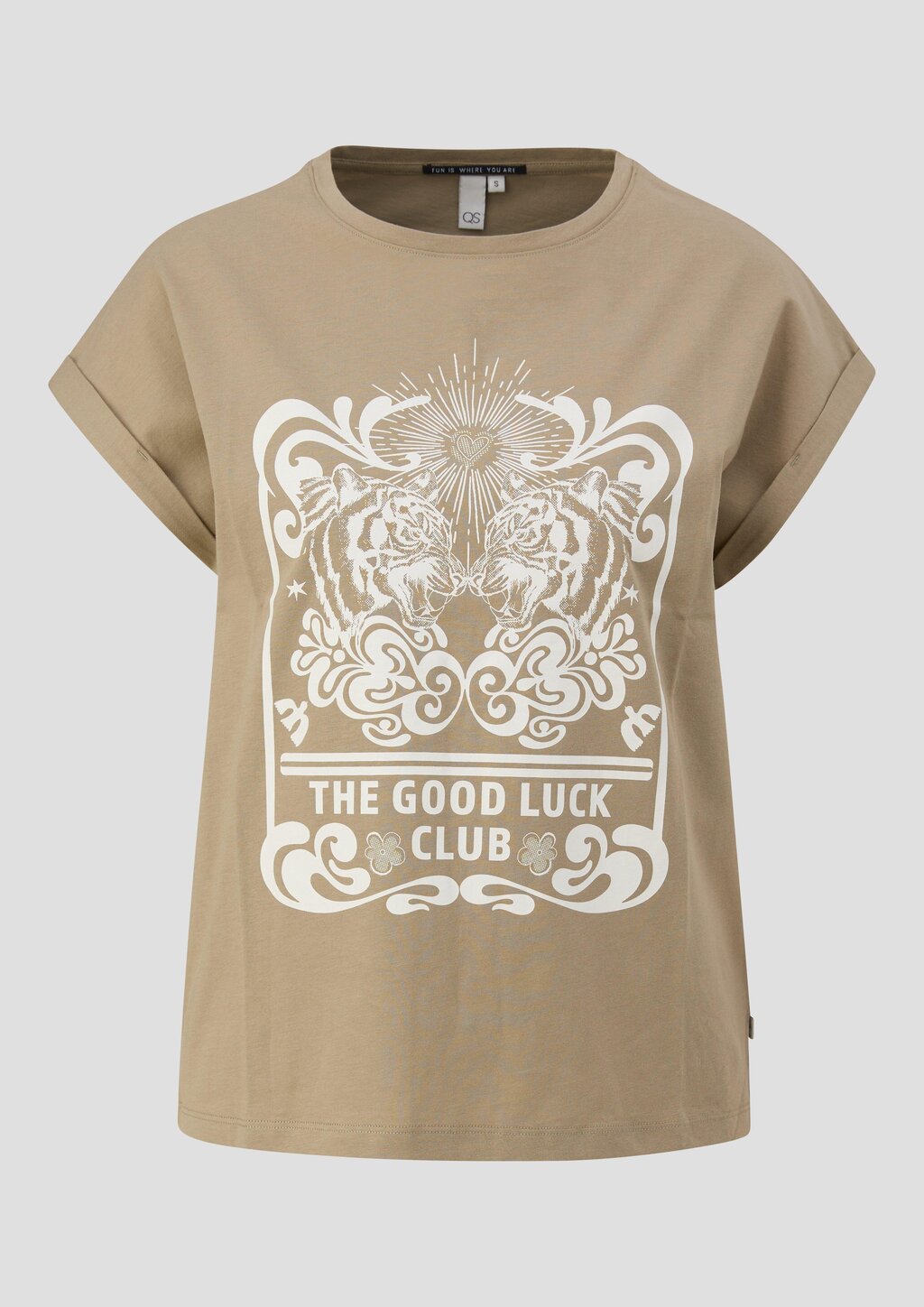 Baumwollshirt mit überschnittener Schulter Frontprint