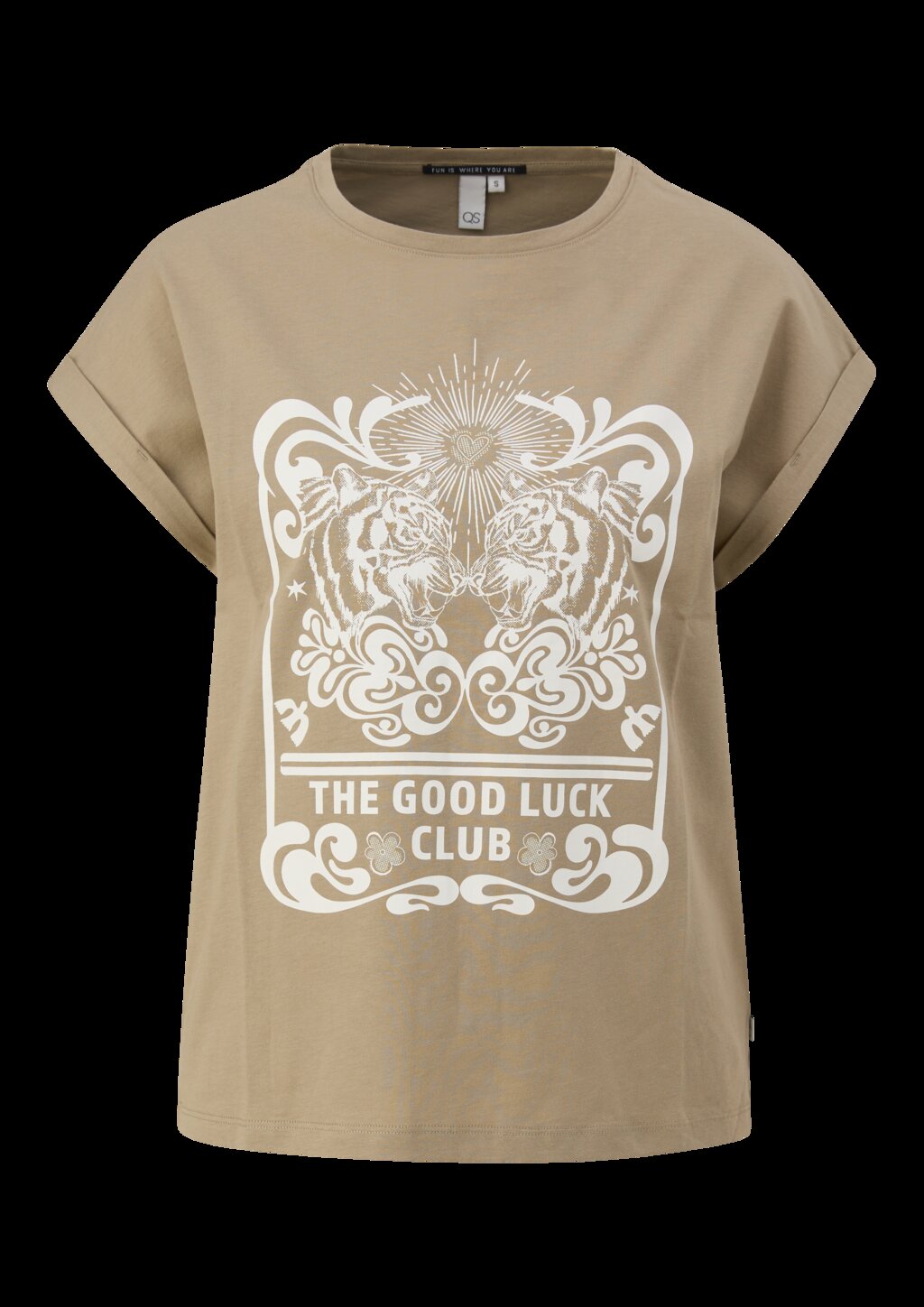 Baumwollshirt mit überschnittener Schulter Frontprint