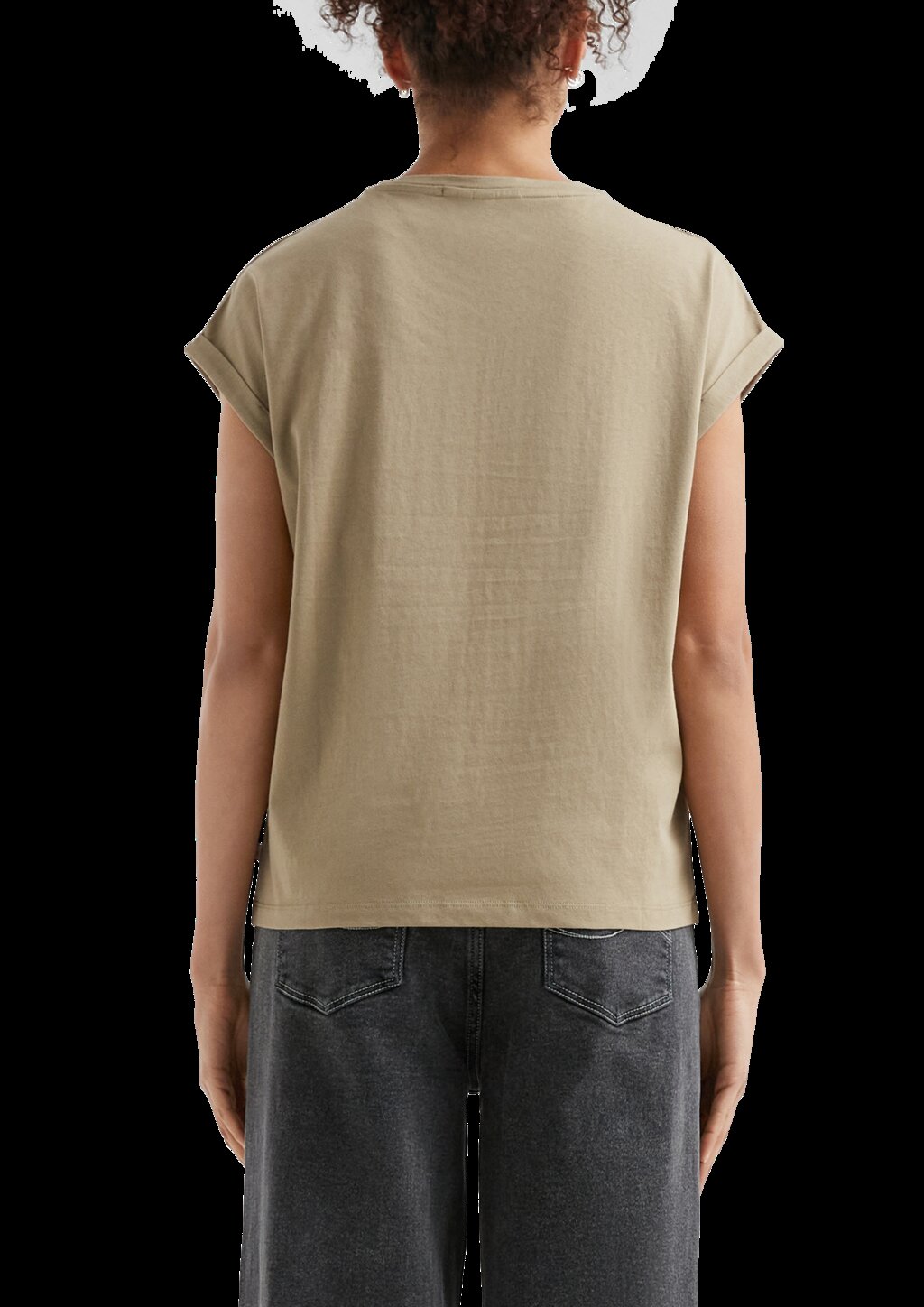 Baumwollshirt mit überschnittener Schulter Frontprint