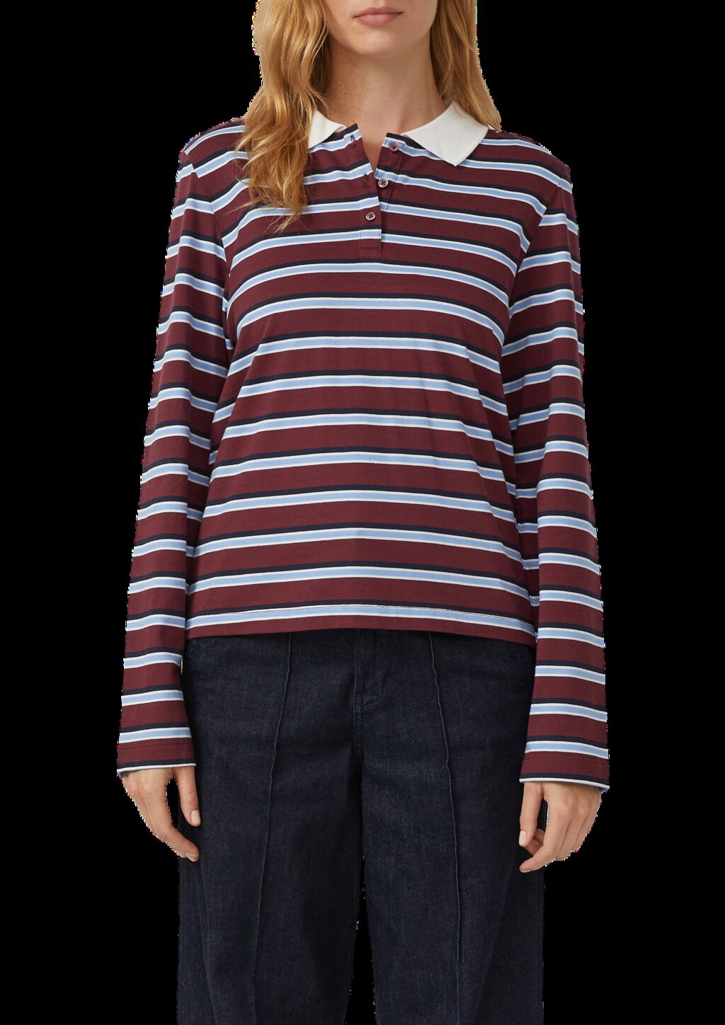 Langarm-Poloshirt mit Streifen