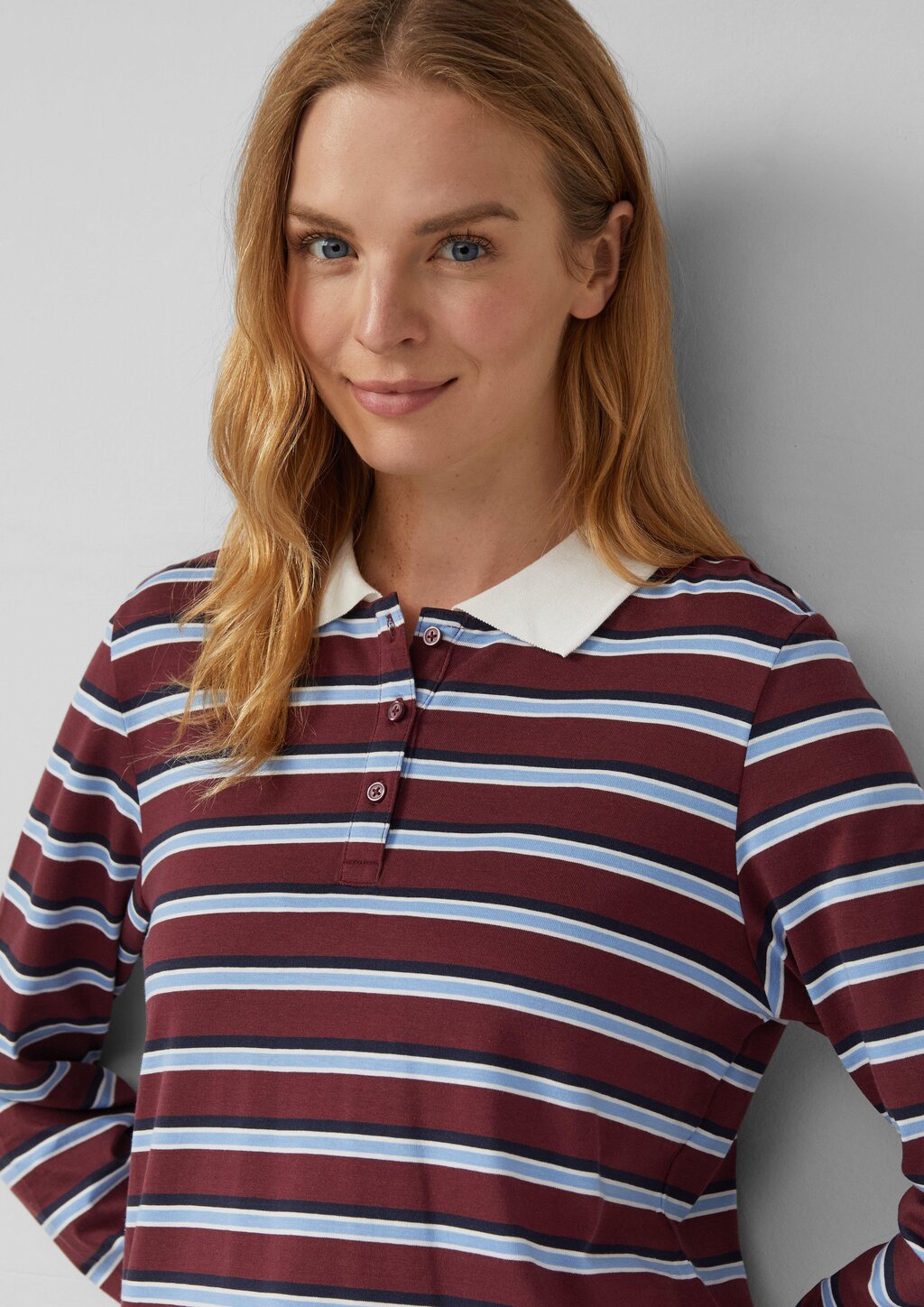 Langarm-Poloshirt mit Streifen