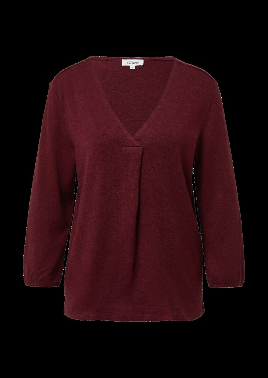 Meliertes Shirt mit V-Ausschnitt und elastischen Ärmelbündchen