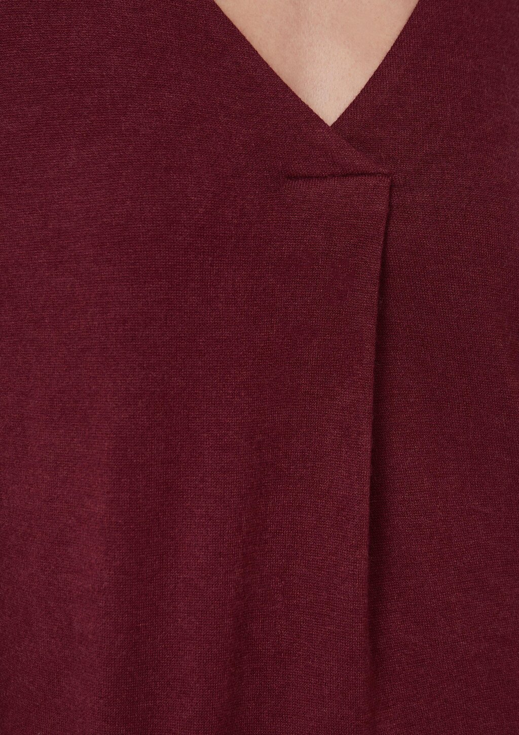 Meliertes Shirt mit V-Ausschnitt und elastischen Ärmelbündchen