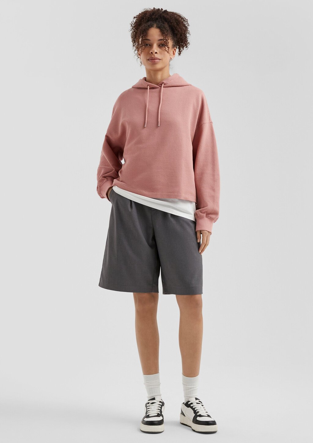 Sweatshirt mit Strukturmuster und Kapuze