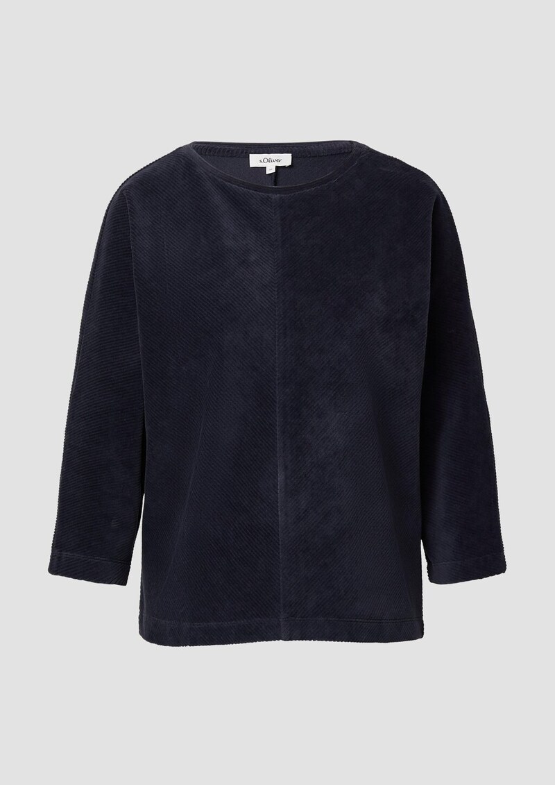 Cord-Shirt mit Teilungsnaht und Fledermausärmeln