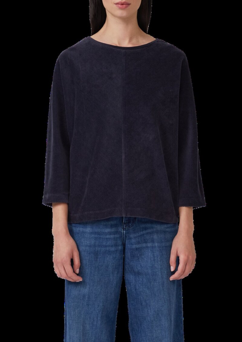 Cord-Shirt mit Teilungsnaht und Fledermausärmeln