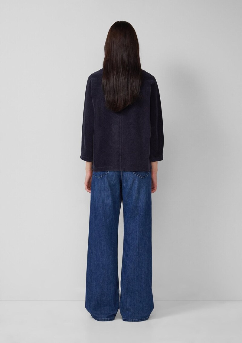 Cord-Shirt mit Teilungsnaht und Fledermausärmeln