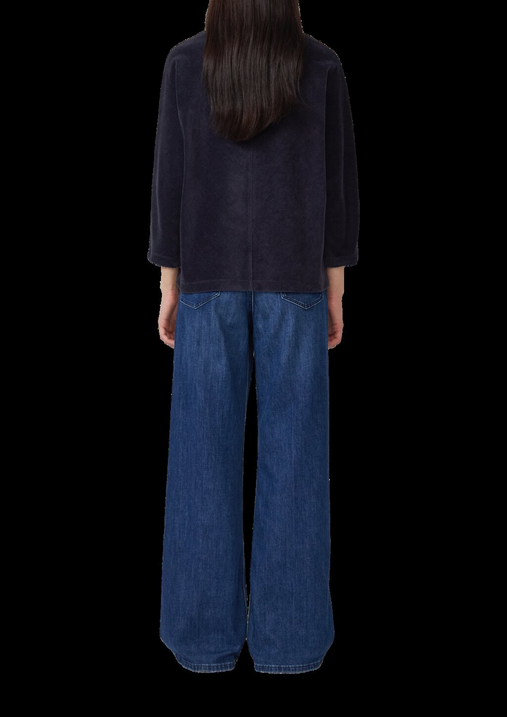 Cord-Shirt mit Teilungsnaht und Fledermausärmeln