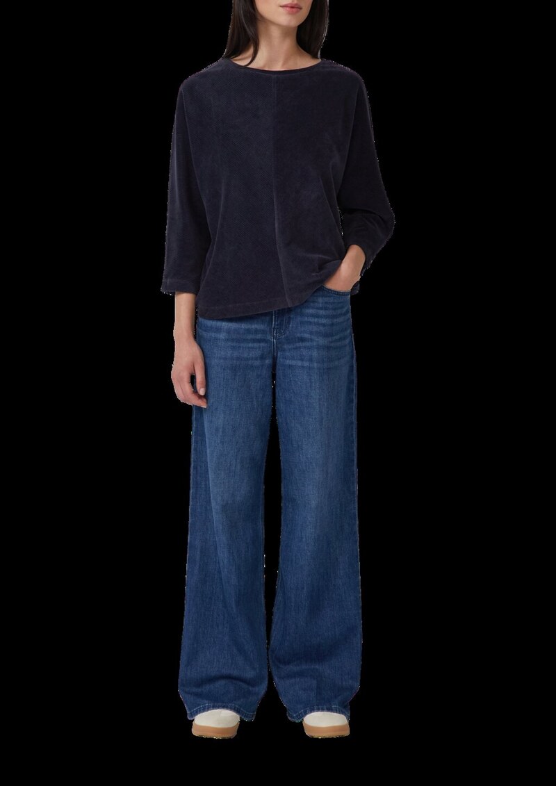 Cord-Shirt mit Teilungsnaht und Fledermausärmeln