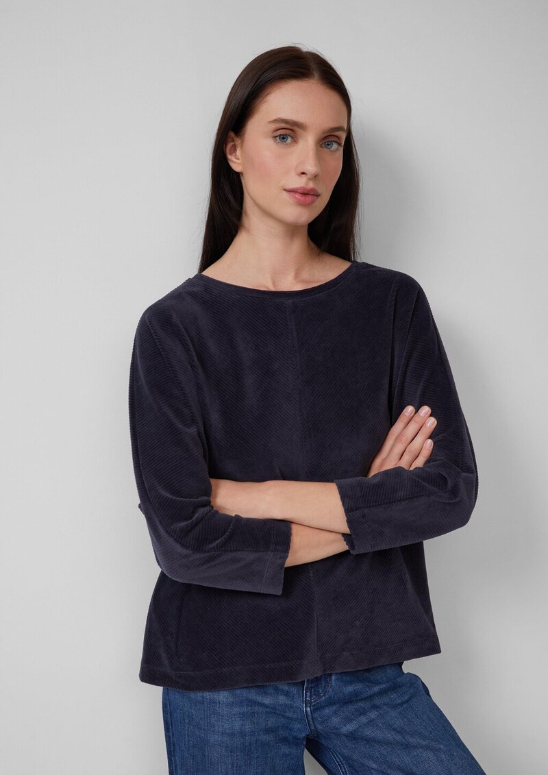 Cord-Shirt mit Teilungsnaht und Fledermausärmeln