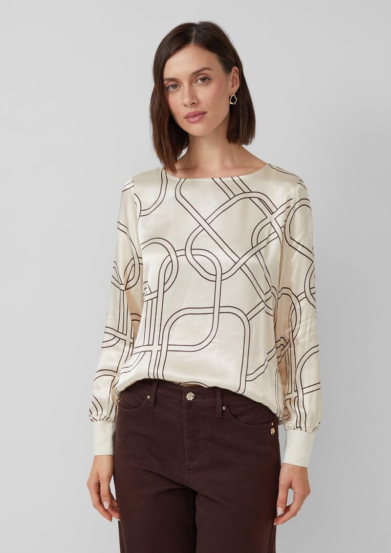 Satinierte Viskose-Bluse mit Print